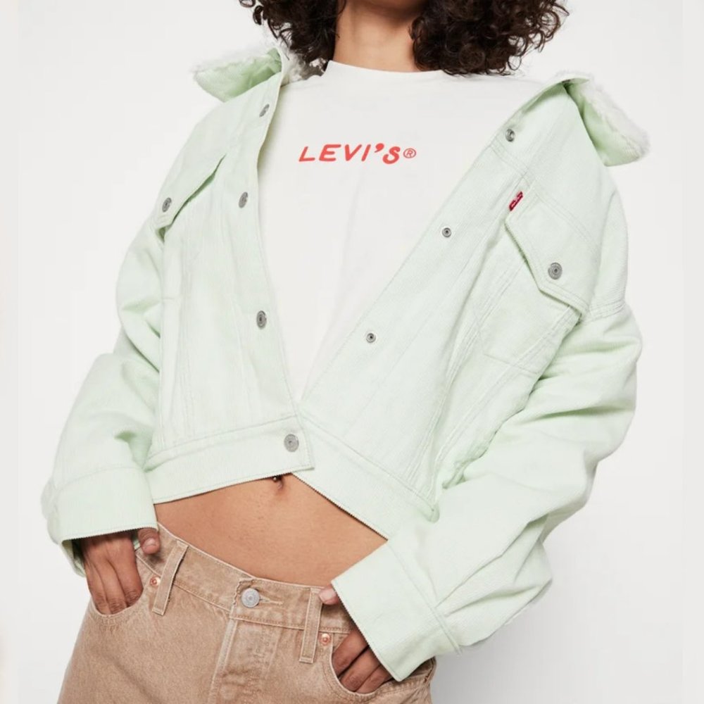 NWT Levi's Corduroy Baby Cropped Trucker Jacket Plus Size 2X